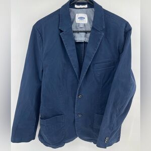 Old Navy Causal Blazer Ink Blue Solid Womens Lg Deep Pockets Work Wear Business